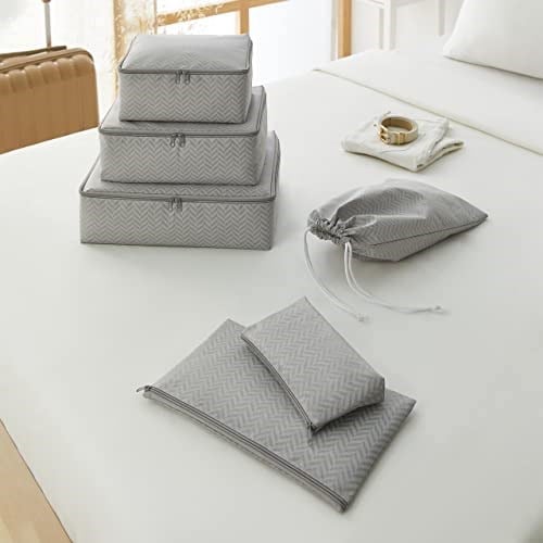Ocean Home Textile 6lı Gri Balıksırtı Bavul İçi Düzenleyici Set