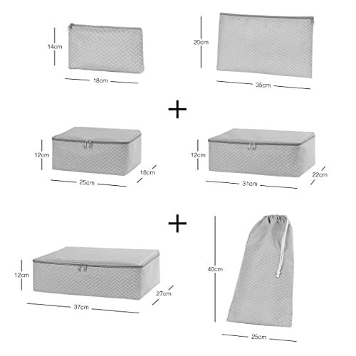 Ocean Home Textile 6lı Gri Balıksırtı Bavul İçi Düzenleyici Set