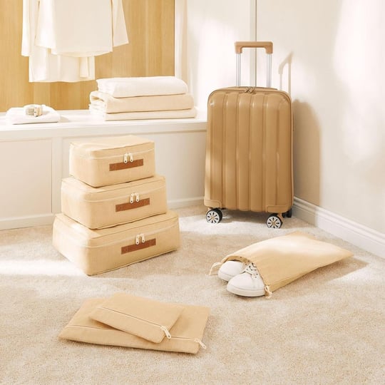 Ocean Home Textile 6lı Jüt Keten Kumaş Bavul İçi Düzenleyici Set