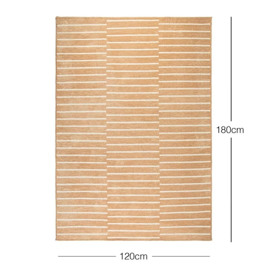 Ocean Home Textile Bej Renk Çizgi Desenli Şönil Halı Kilim 120 X 180 Cm