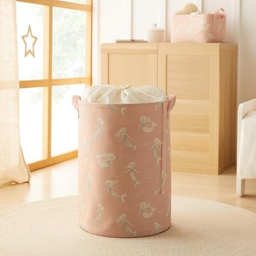 Ocean Home Textile Çocuk Odası Ağzı Büzgülü Deniz Kızı Oyuncak Sepeti 36 x 48 cm