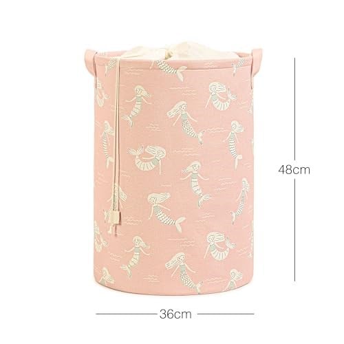 Ocean Home Textile Çocuk Odası Ağzı Büzgülü Deniz Kızı Oyuncak Sepeti 36 x 48 cm
