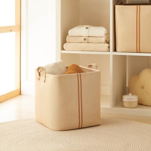 Ocean Home Textile Çocuk Odası Jüt Keten Kumaş Sepet 30 x 30 x 30 cm