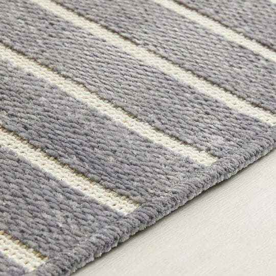 Ocean Home Textile Gri Renk Çizgi Desenli Şönil Halı Kilim 120 X 180 Cm