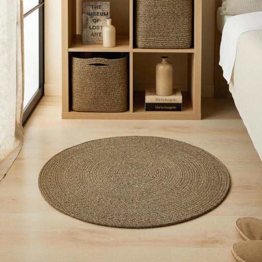 Ocean Home Textile Siyah Kırçıllı Jüt Halı Kilim Ø 80 Cm