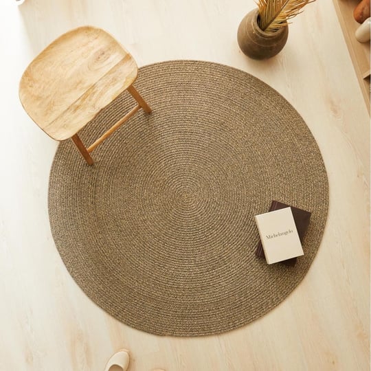 Ocean Home Textile Siyah Kırçıllı Jüt Halı Kilim Ø 120 Cm