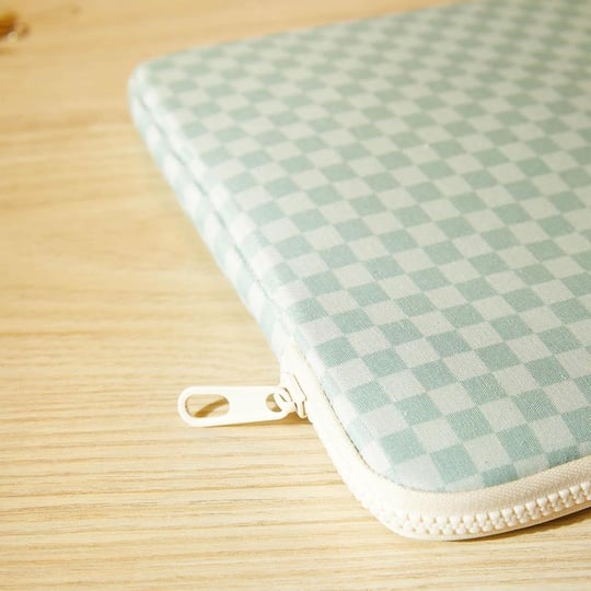 Ocean Home Textile Su İtici Leke Tutmaz Mint Dama Desen Tablet Taşıma Çantası / Kılıfı 32.5 X 24 X 2 Cm