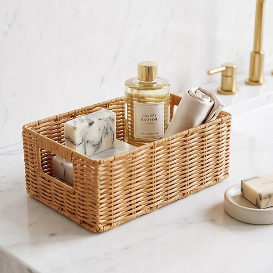 Ocean Home Textile Yıkanabilir Bej Pp Rattan Sepet 30 X 20 X 11 Cm