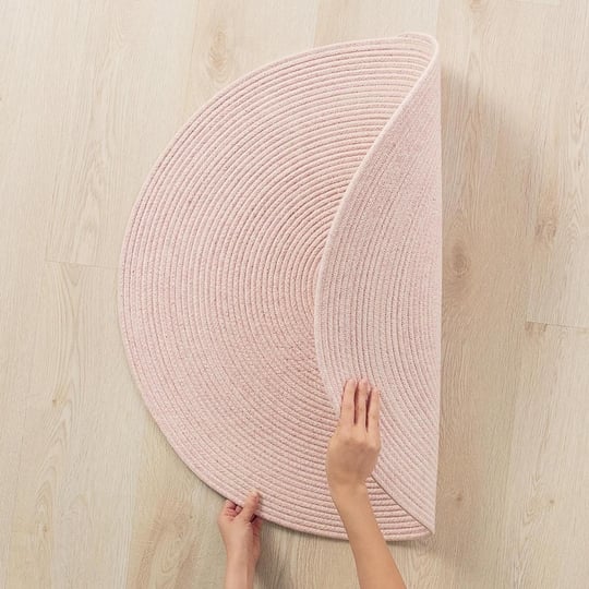 Ocean Home Textile Yıkanabilir Pembe Kırçıllı Pamuklu Halı Kilim Ø 80 Cm
