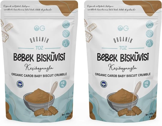OG 2li Organik Keçiboynuzlu Toz Bebek Bisküvi Seti +6 Ay