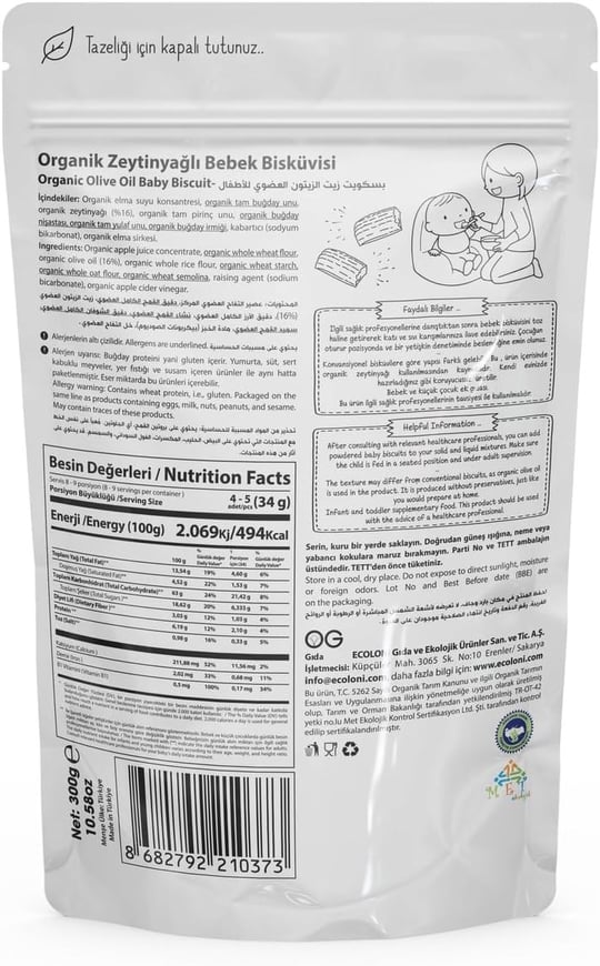 OG Organik Bebek Bisküvisi 300 gr 6 Ay