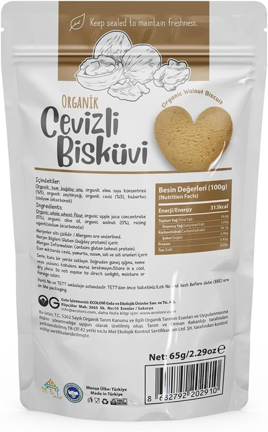 OG Organik Cevizli Bisküvi 65 gr