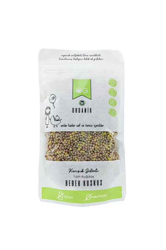 OG Organik Karışık Sebzeli Tam Buğday Bebek Kuskus 250 gr +8 Ay