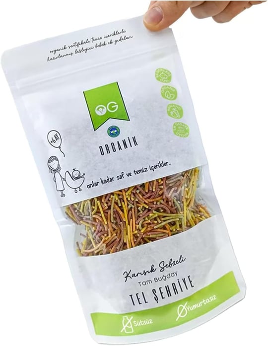 OG Organik Karışık Sebzeli Tam Buğday Tel Şehriye 180 gr +8 Ay