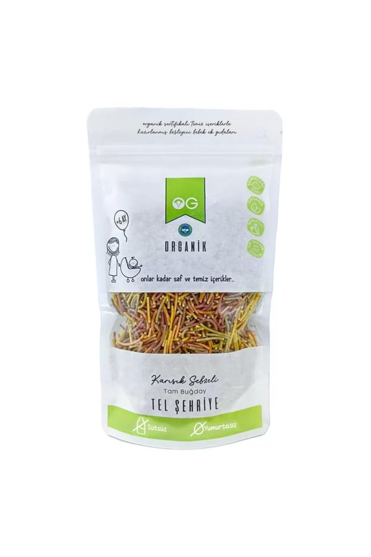 OG Organik Karışık Sebzeli Tam Buğday Tel Şehriye 180 gr +8 Ay