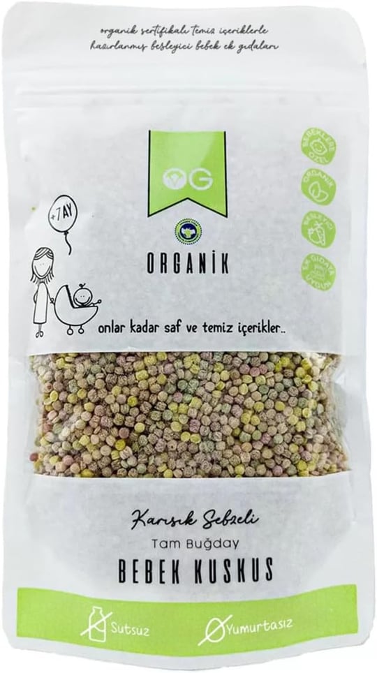 OG Organik Karışık Sebzeli Tam Buğday Bebek Kuskus 250 gr +8 Ay