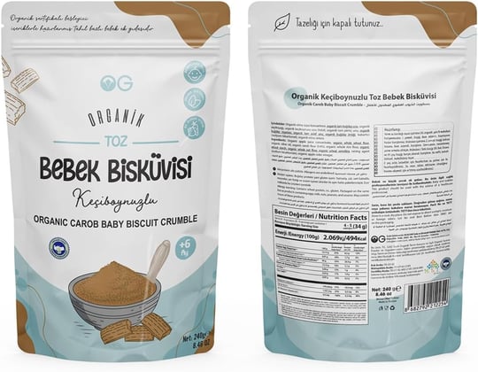 OG Organik Keçiboynuzlu Toz Bebek Bisküvisi 240 Gr 6+ Ay