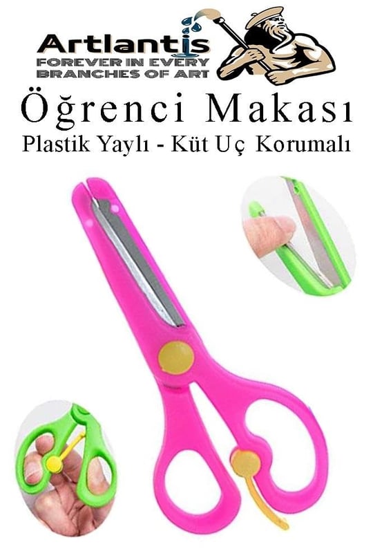 Öğrenci Makası Plastik Yaylı ve Küt Uç Korumalı 1 Adet Okul Makası Çocuk Makası Çocuklar İçin Güvenli Okul Öncesi Anasınıfı Etkinlik Renkli