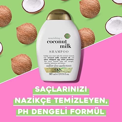ogx besleyici hindistan cevizi sütü şampuan 385 ml sülfatsız - Seçenekler: 385 ml (Pack of 1), 385 ml (Pack of 2)