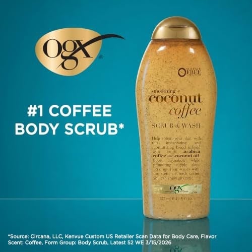 OGX Smoothing Coconut Coffee Scrub & Wash 577ML