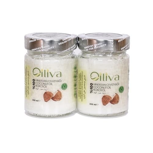 Oiliva Soğuk Sıkım Hindistan Cevizi Yağı 2 x 300ml |%100 Doğal & Saf | Katkısız | Cam Şişe