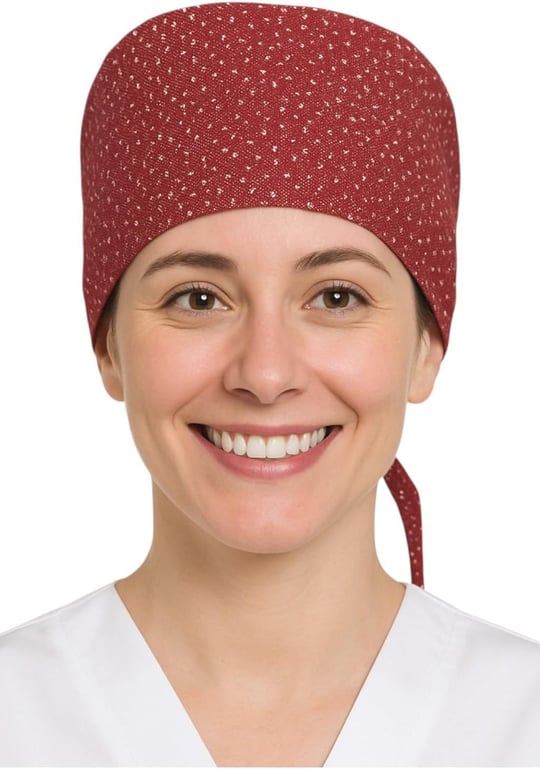 Okanmed Bordo Desenli Doktor Hemşire Aşçı Cerrahi Bone Hastane Bone Bandana M387