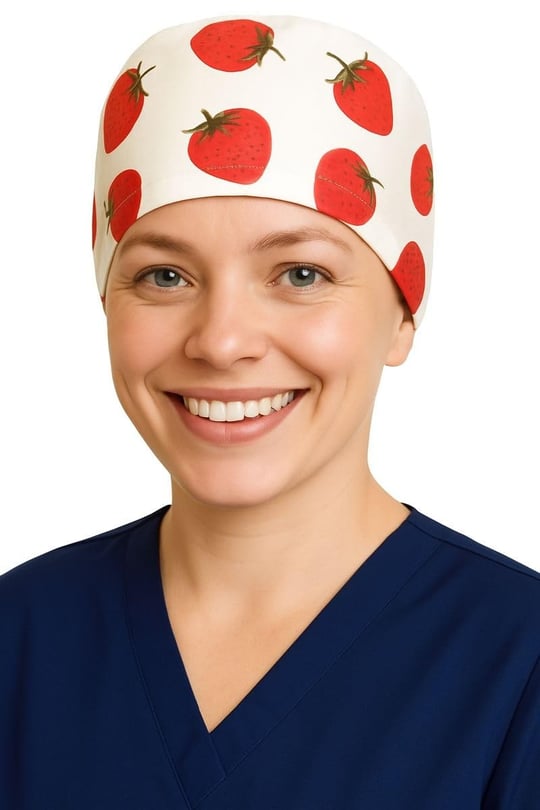 Okanmed Çilek Desenli Doktor Hemşire Aşçı Cerrahi Bone Hastane Bone Bandana M429