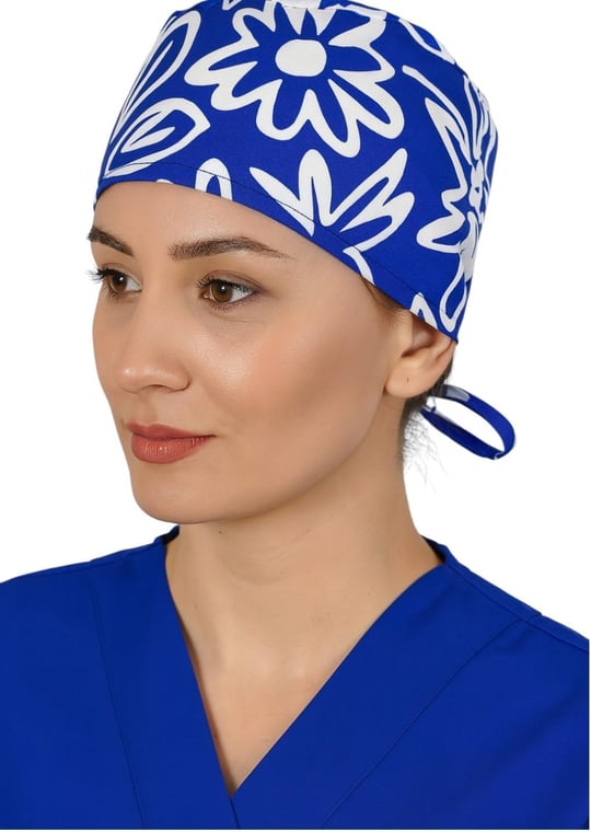 Okanmed Desenli Mavi Doktor Hemşire Aşçı Cerrahi Bone Hastane Bone Bandana M452