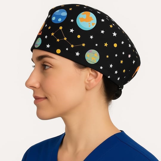 Okanmed Gezegen Desenli Doktor Hemşire Aşçı Cerrahi Bone Hastane Bone Bandana M439