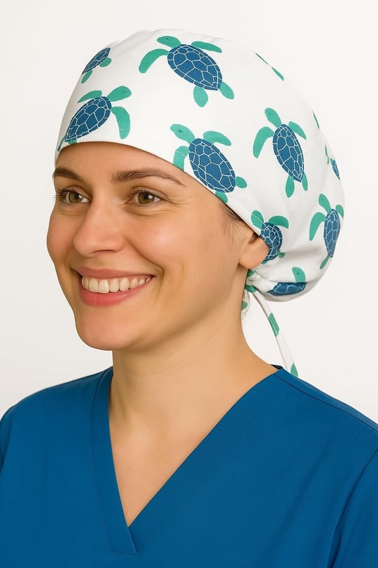 Okanmed Kaplumbağa Desenli Doktor Hemşire Aşçı Cerrahi Bone Hastane Bone Bandana M414