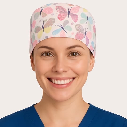 Okanmed Kelebek Desenli Doktor Hemşire Aşçı Cerrahi Bone Hastane Bone Bandana M437