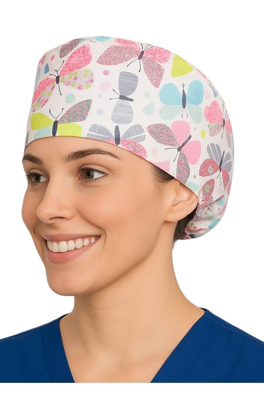 Okanmed Kelebek Desenli Doktor Hemşire Aşçı Cerrahi Bone Hastane Bone Bandana M437