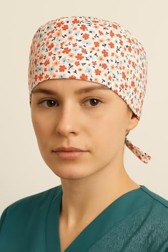 Okanmed Kırmızı Çiçekli Doktor Hemşire Aşçı Cerrahi Bone Hastane Bone Bandana M454