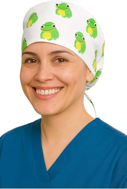 Okanmed Sevimli Kurbağa Desenli Doktor Hemşire Aşçı Cerrahi Bone Hastane Bone Bandana M415