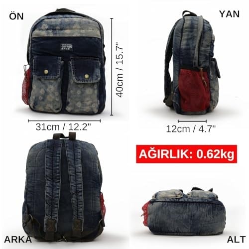 Old Cotton 7224 Bendigo Antrasit Sırt Okul Seyahat 15.6 inç inch Laptop Günlük Notebook Pamuk Kanvas Kumaş Çanta