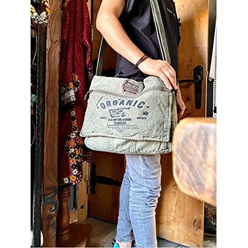 Old Cotton Cargo 8128 Mulater Salaş Kanvas Omuz Postacı Laptop Okul Seyahat Günlük Outdoor Vintage Yıkamalı Pamuk Kumaş Çanta (Lacivert)