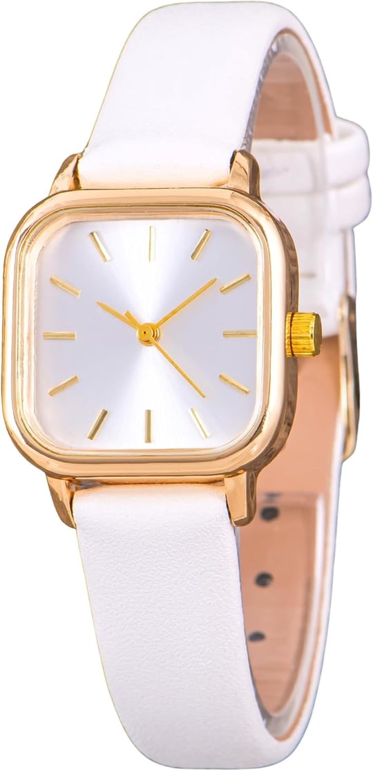 Oleydi Beyaz Renk Deri Kordonlu Gold Renk Minimal Kadın Kol Saati ST-304363