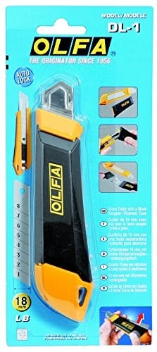OLFA DL-1 maket bıçağı, 18 mm, bıçak kırma yardımcısı ve bertaraf kabı ile