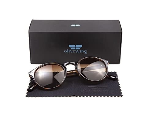 Olivewing Polarize Güneş Gözlüğü | Genç Yetişkin | Erkek Kadın Unisex | Yuvarlak Tam Çerçeveli Grilamid TR90 | OLW 9827-DM05
