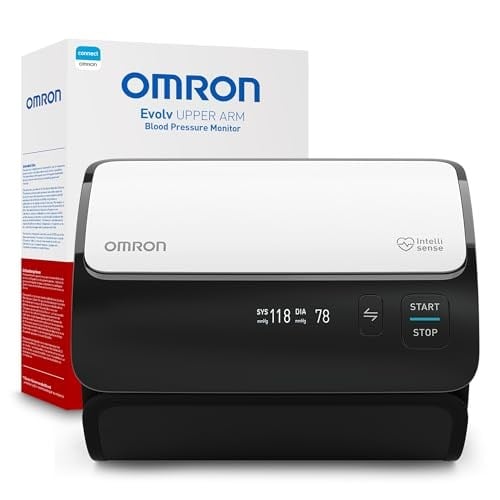 OMRON Evolv Bluetooth kablosuz üst kol kan basıncı monitörü, taşınabilir, tek parça tasarım.