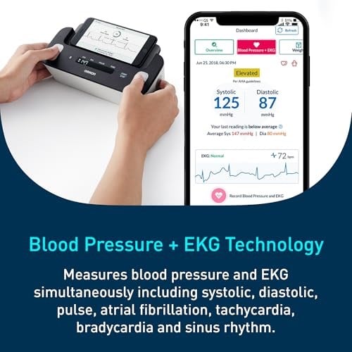 OMRON - Komple Kablosuz Üst Kol Tansiyon Aleti + EKG - Dahili Bluetooth Teknolojisi