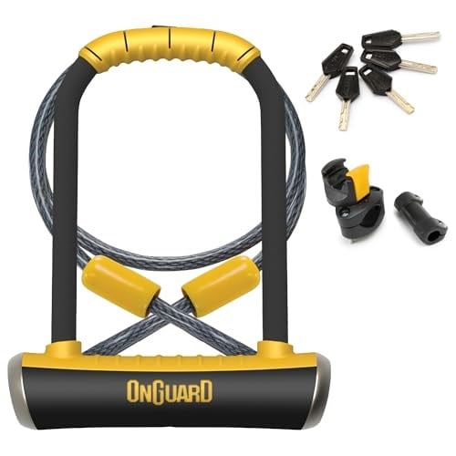 Onguard bisiklet kilidi Pitbull DT asma kilit ile 4-inç RCA Loop-kablo (Siyah, 11,5 x 9,06 inç-inç)
