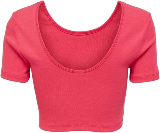 ONLY Kadın Kısa Kol Crop T-Shirt, Bisiklet Yaka, Pembe, L