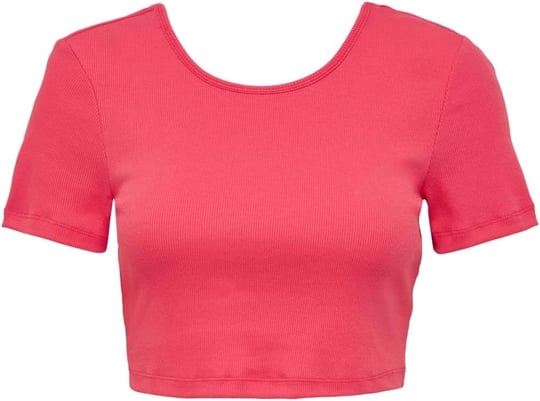 ONLY Kadın Kısa Kol Crop T-Shirt, Bisiklet Yaka, Pembe, L