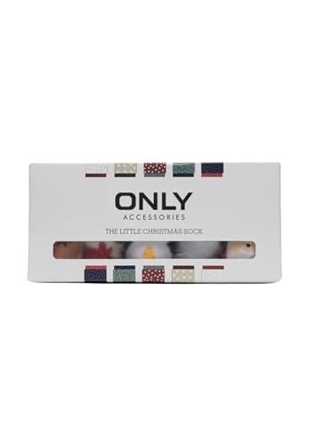 ONLY Kadın ONLCHRISTMAS 5-PACK SOCKS IN A BOX Çorap, Açık Gri Melanj, ONE SIZE