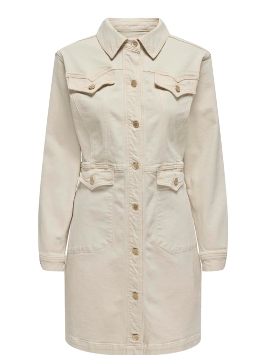 ONLY ONLAUGUSTA LS ECRU SHORT DRESS MAE Kısa Elbise Kadın