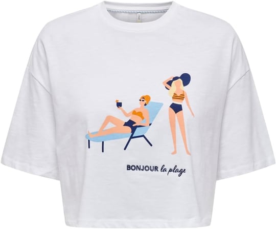 ONLY ONLBONE S/S VACAN TOP BOX JRS Tişört Kadın