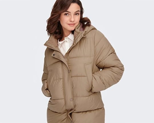 Only Onlcammie X- Long Quilted Coat Otw Kadın Günlük Mont 15267338-TIGERS-EYE Krem