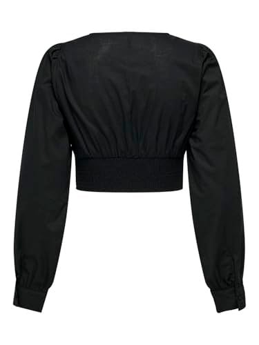ONLY ONLLOU LIFE EMB L/S V-NECK SHORT TOP PTM Tişört Kadın
