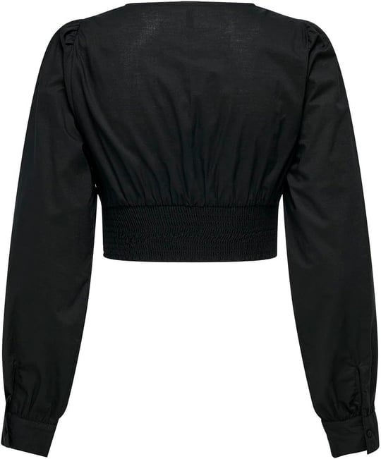 ONLY ONLLOU LIFE EMB L/S V-NECK SHORT TOP PTM Tişört Kadın